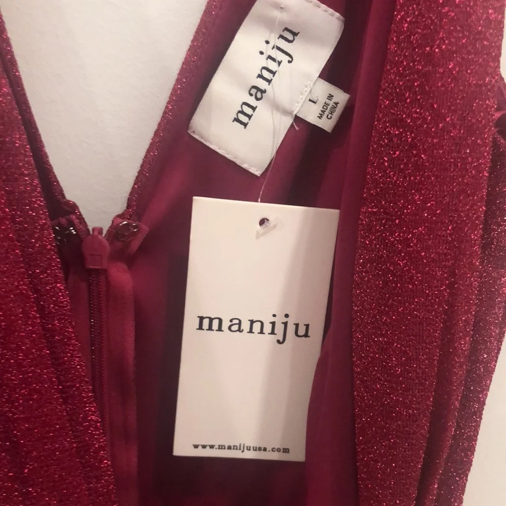 Lulu’s NWT Magenta Metallic Pleated Maxi 🔥 - Picture 7 of 12